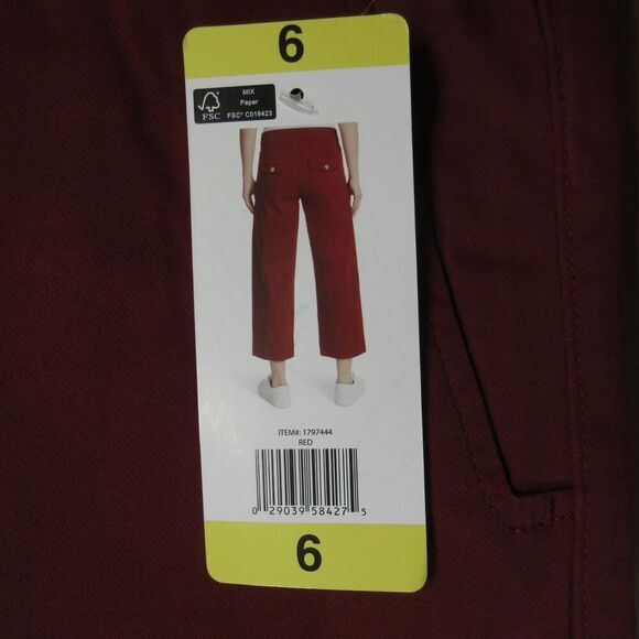 GLORIA VANDERBILT Wide Leg Tummy Control Crop Pants Sz 6 Red Rust Pull On NWT - Picture 3 of 12
